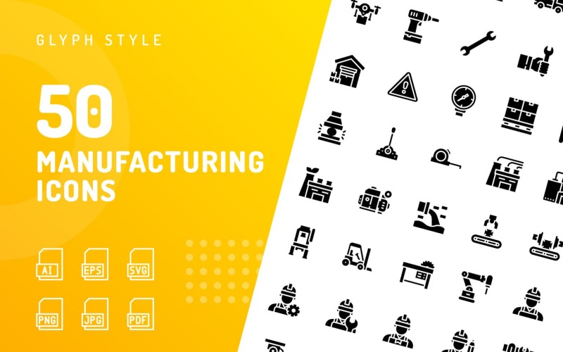 Manufacturing Glyph Icon Set