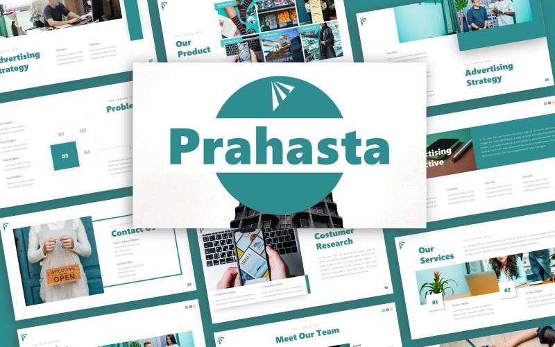Modèle PowerPoint de présentation publicitaire de Prahasta