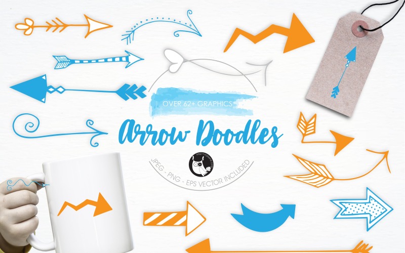 Nyíl Doodles illusztráció csomag - vektor kép