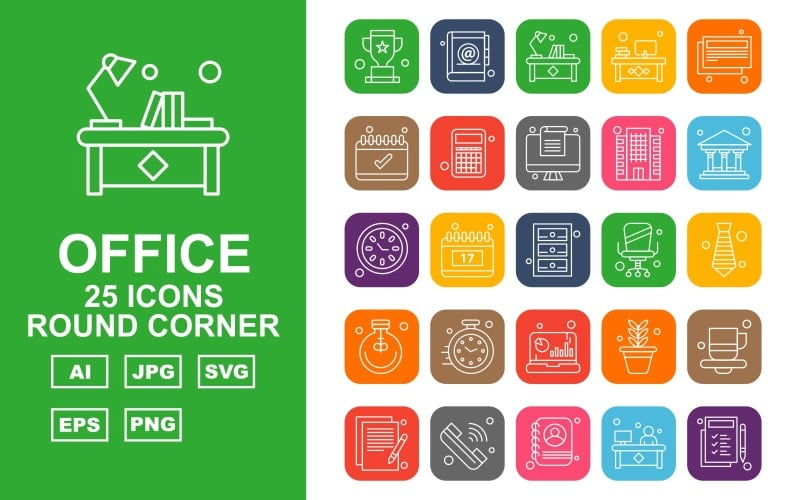Sada ikon 25 Premium Office za rohem Pack