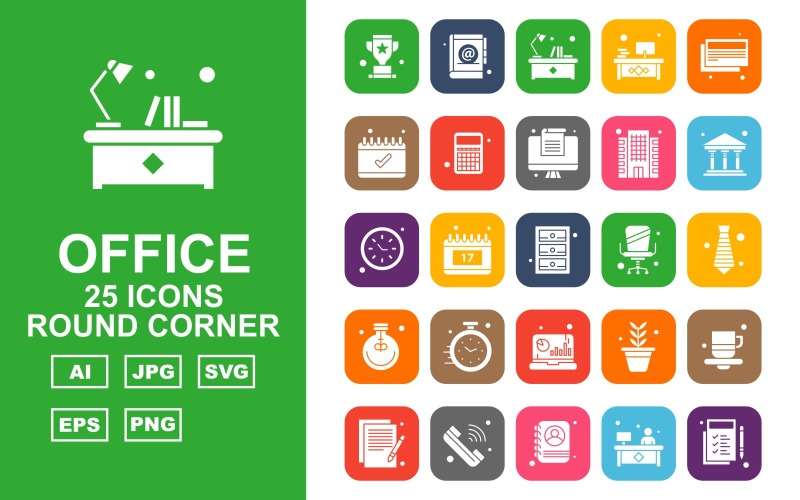 Sada ikon 25 Premium Office za rohem Pack