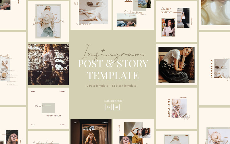 Download Шаблон для соцсетей "Beauty Gold Instagram Post &amp; Story Template for Wardrobe for Social Media" / Beauty Gold Instagram Post &amp; Story Template for Wardrobe for Social Media - Шаблон для соцсетей на тему графика instagram for coach,instagram for creator,instagram for writer,influencer,blogger,inspirator,corporate instagram,company instagram,instagram for company,business,brand,lifestyle,minimalist,mo