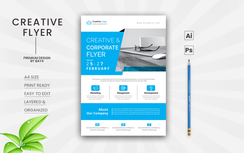 Download Фирменный стиль "Creative Business Flyer - Corporate Identity Template" / Creative Business Flyer - Corporate Identity Template - Фирменный стиль на тему графика template,flyer,business,modern,poster,corporate,design,a4,creative,simple,company,print,style,concept,element,sales,icon,idea,elegant,stylish