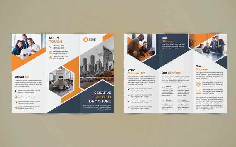 Diseño de folleto tríptico empresarial - Plantilla de identidad corporativa
