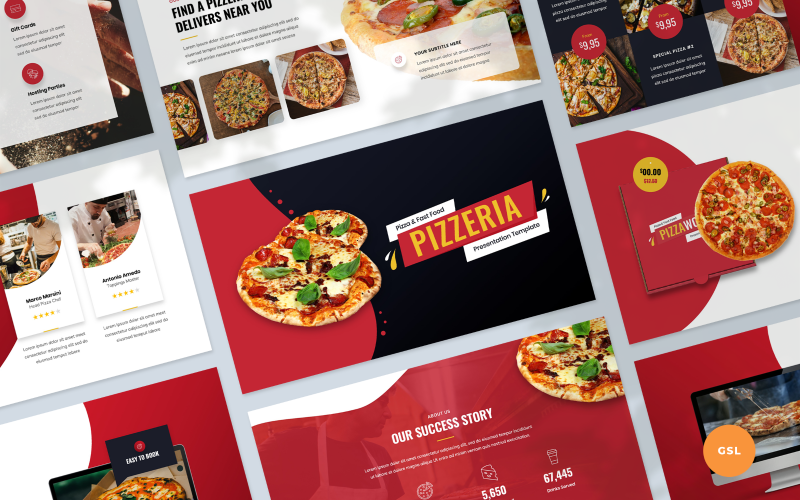 Plantilla de presentación de pizza y comida rápida Presentaciones de Google