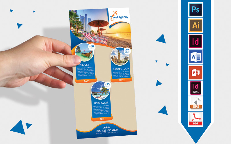Download Фирменный стиль "Rack Card | Travel &amp; Tour DL Flyer Vol-01 - Corporate Identity Template" / Rack Card | Travel &amp; Tour DL Flyer Vol-01 - Corporate Identity Template - Фирменный стиль на тему графика dl,dl flyer,travel dl flyer,tour dl flyer,business travel,tavel,travel agency,tour,tourist,tourist place,travel in thailand,thailand tour,japan tour,travel in dubai,seychelles,travel in seych