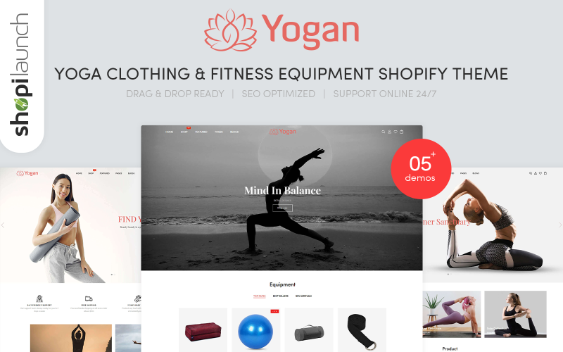 Yogan - téma meditace zdraví a jógy Shopify