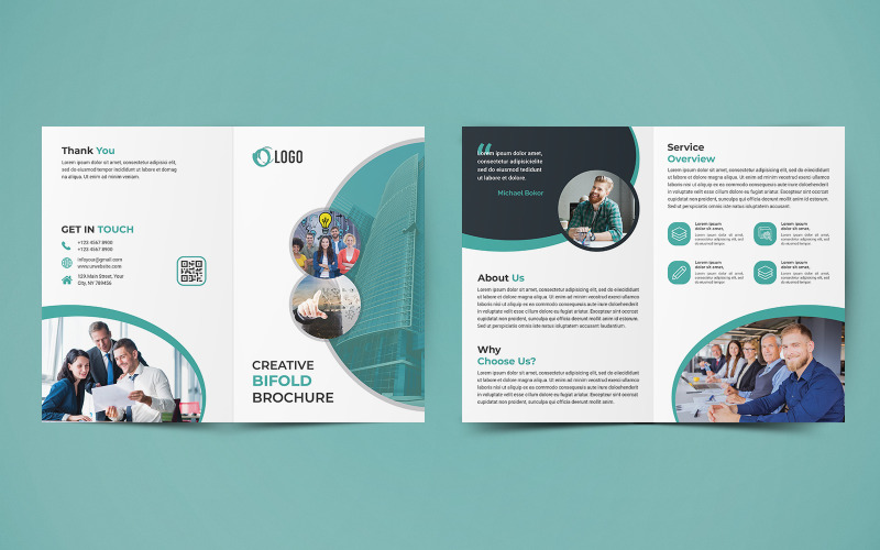 Business Bifold Brochure Design Corporate Identity Template