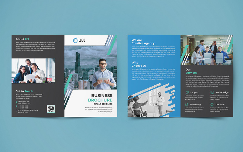 Business Bifold Brochure Design Corporate Identity Template