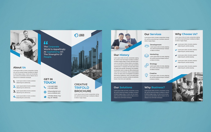 Business Trifold broschyrdesign - mall för företagsidentitet