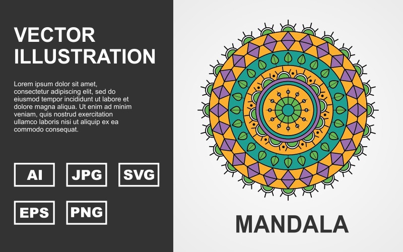 Download Иллюстрация "Colorful Vector Mandala Design - Illustration" / Colorful Vector Mandala Design - Illustration - Иллюстрация на тему графика indian,color,colorful,indian color,flower,floral,mandala,desing,creative