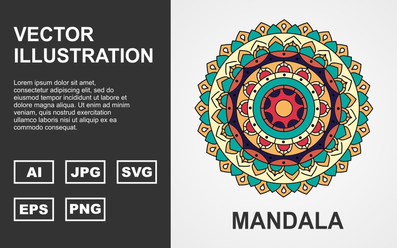 Download Иллюстрация "Colorful Vector Mandala Design - Illustration" / Colorful Vector Mandala Design - Illustration - Иллюстрация на тему графика indian,color,colorful,indian color,flower,floral,mandala,desing,creative