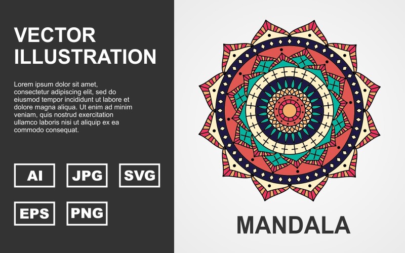 Download Иллюстрация "Colorful Vector Mandala Design - Illustration" / Colorful Vector Mandala Design - Illustration - Иллюстрация на тему графика indian,color,colorful,indian color,flower,floral,mandala,desing,creative