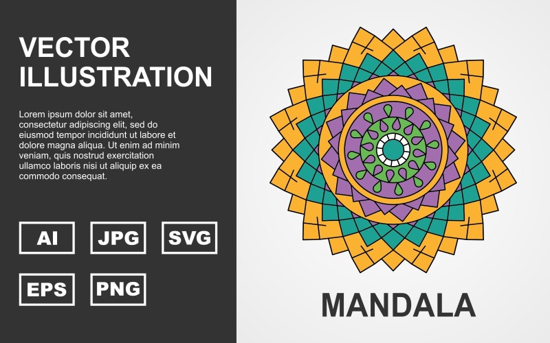 Desenho de Mandala de Vetor Colorido - Ilustração