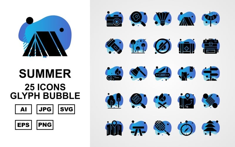 25 prémium nyári karakterjel buborék buborék készlet