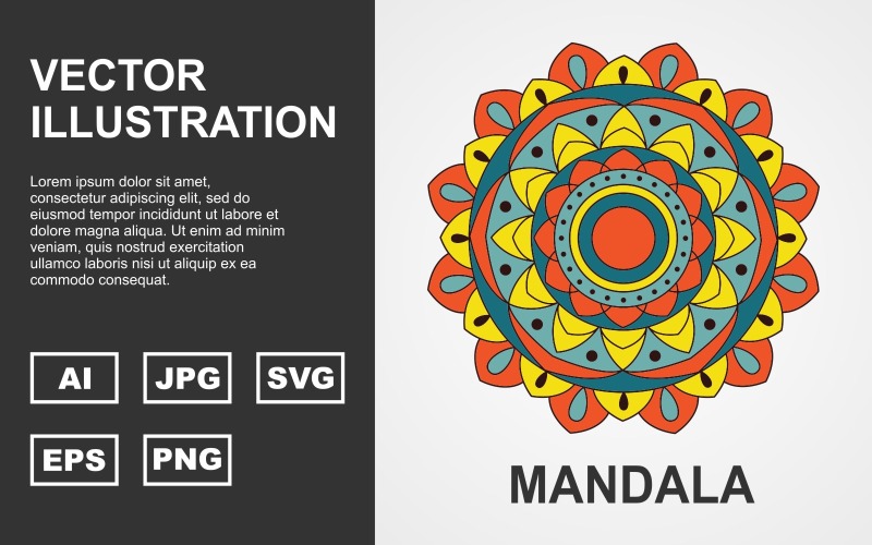 Renkli vektör Mandala tasarım - illüstrasyon