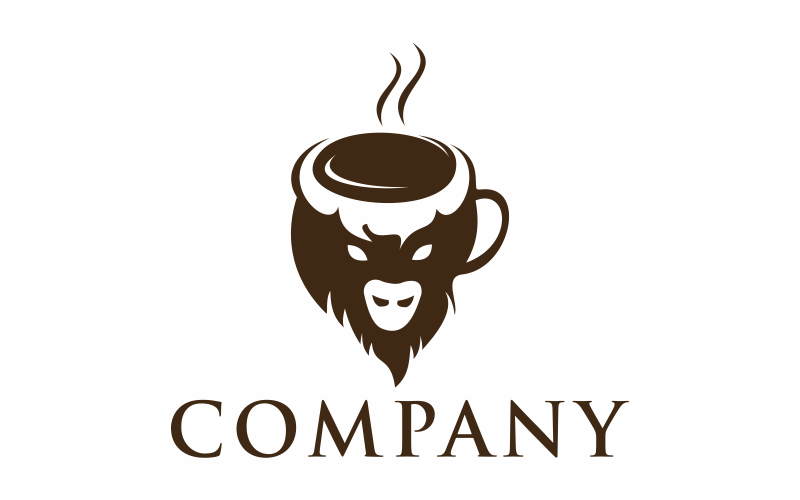 Download Шаблон логотипа "Bison Coffee Logo Template" / Bison Coffee Logo Template - Шаблон логотипа на тему графика bison,coffee,illustration,bull,wild,design,buffalo,animal,graphic,isolated,food,element,tour,travel,culture,character,happy,zoo,flat