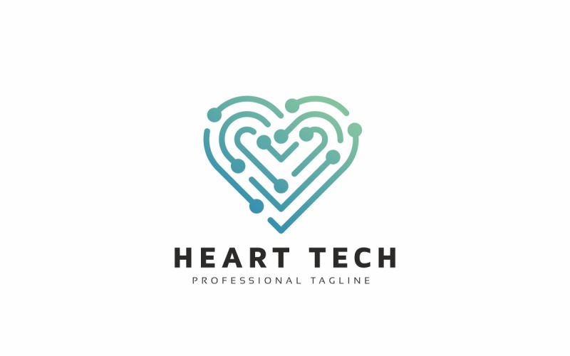 Download Шаблон логотипа "Heart Tech Logo Template" / Heart Tech Logo Template - Шаблон логотипа на тему графика app,application,brand,branding,charity,clinic,corporate,hardware,healt,heart,hearts,hospital,identity,institute,logo,logotype,media,multimedia,organization,professional