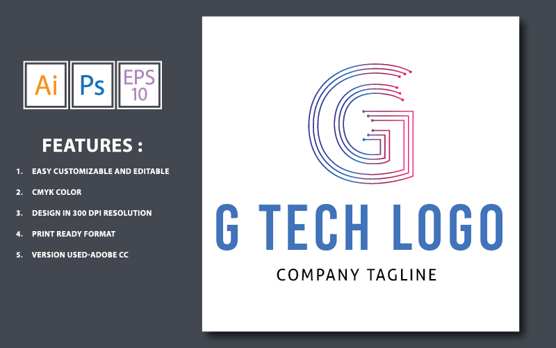 Modelo de logotipo do G Tech Design