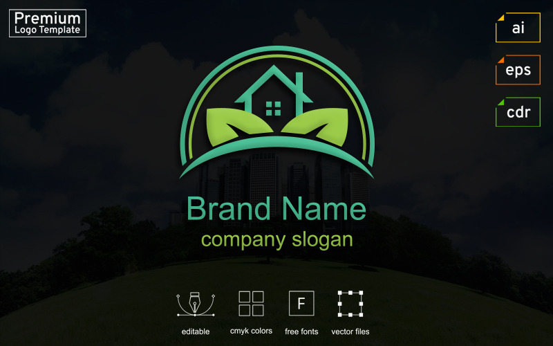 Download Шаблон логотипа "Real Estate Business Logo Template" / Real Estate Business Logo Template - Шаблон логотипа на тему графика blue,brand,branding,building,business,color,colorful,company,construction,developer,eco,estate,finance,green,home,house,logo,management,marketing,nature