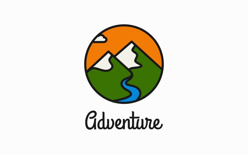 Шаблон линейного логотипа приключения