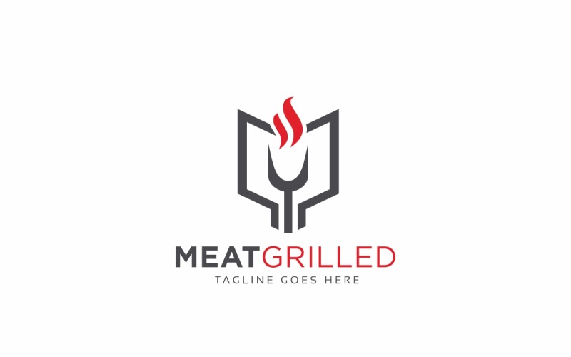 Шаблон логотипа мясо на гриле