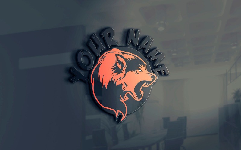 Шаблон логотипу тварини талісман вовк