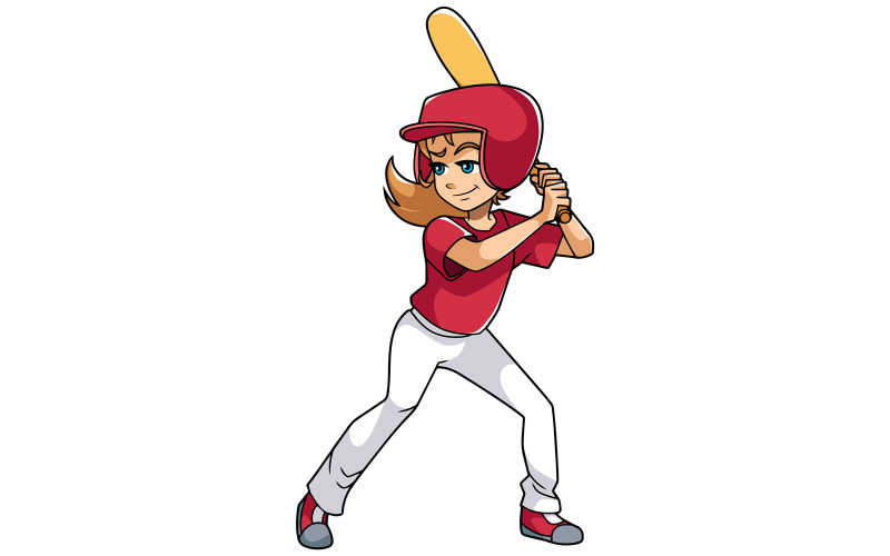 Download Иллюстрация "Baseball Batter Girl - Illustration" / Baseball Batter Girl - Illustration - Иллюстрация на тему графика girl,baseball,bat,playing,sport,competition,child,teen,teenager,teenage,female,illustration,cartoon,game,holding,stance,equipment,helmet,red,active