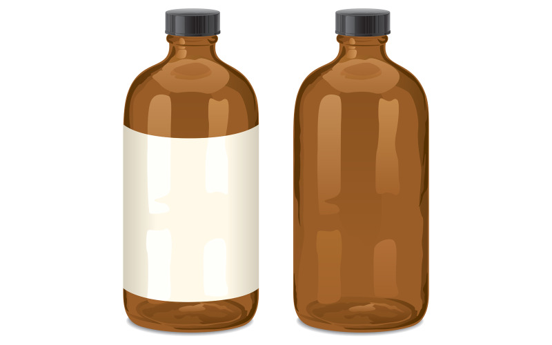 Download Иллюстрация "Bottle - Illustration" / Bottle - Illustration - Иллюстрация на тему графика bottle,drug,vector,label,boston round,brown,glass,medicine,medical,object,container,utensil,isolated on white,isolate,white,illustration,clip art,clipart,copy space,copyspace