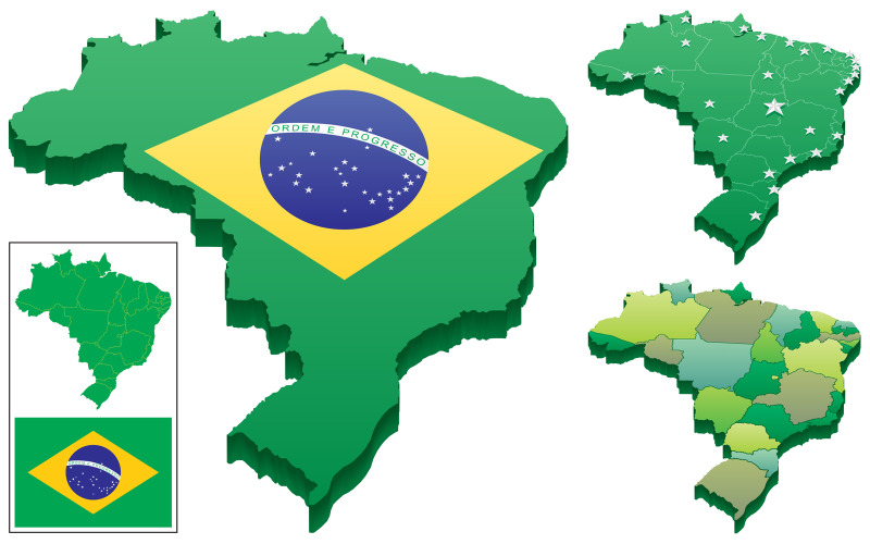 Download Иллюстрация "Brazil - Illustration" / Brazil - Illustration - Иллюстрация на тему графика brazil,brazilian,federative republic of brazil,flag,federation,map,3d,vector,cartography,capital,state,province,region,illustration,major,city,brasilia,isolated,white,background