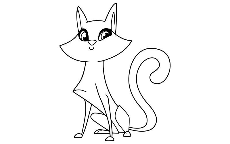 Cat Sitting Line Art - Illustratie