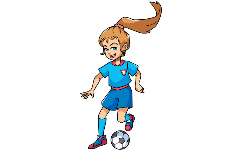 Девушка играет в футбол - Иллюстрация