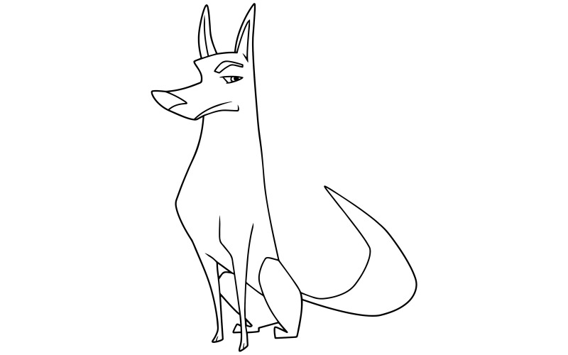 Dog Sitting Line Art - Illustration