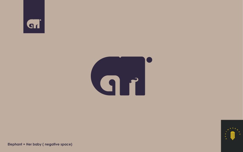Download Шаблон логотипа "Elephent and Her Baby Into Negative Space Logo Template" / Elephent and Her Baby Into Negative Space Logo Template - Шаблон логотипа на тему графика logo,animal,elephant,concept,baby,negative space logo,reative,modern,cute,space,black,head,negative,fun,beautiful,nature,zoo,mother,child