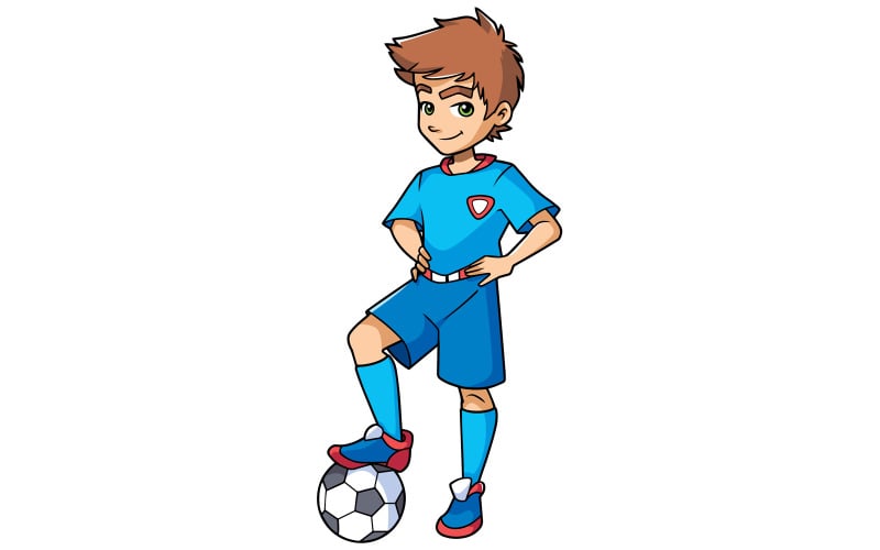 Download Иллюстрация "Football Boy Standing - Illustration" / Football Boy Standing - Illustration - Иллюстрация на тему графика football,soccer,player,boy,kid,child,ball,match,competitive,competition,game,hobby,active,healthy,cute,smiling,happy,ready,beginning,confident
