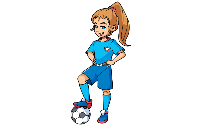 Download Иллюстрация "Football Girl Standing - Illustration" / Football Girl Standing - Illustration - Иллюстрация на тему графика football,soccer,player,girl,female,child,ball,match,competitive,competition,game,hobby,active,healthy,cute,smiling,happy,ready,beginning,confident