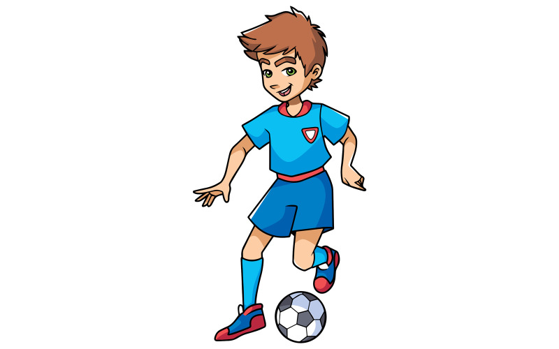 Download Иллюстрация "Football Playing Boy - Illustration" / Football Playing Boy - Illustration - Иллюстрация на тему графика boy,football,player,soccer,playing,ball,match,kid,child,teen,running,blue,uniform,skilled,agility,ability,sport,competitive,competition,teenager