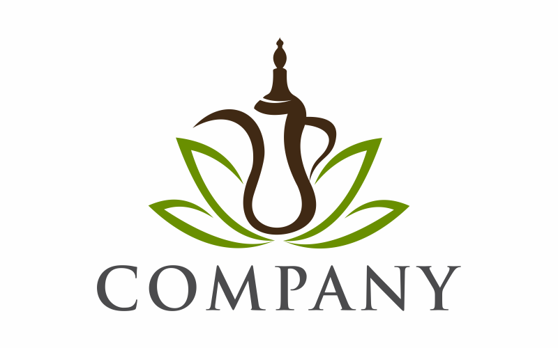 Шаблон логотипа зеленый чайник