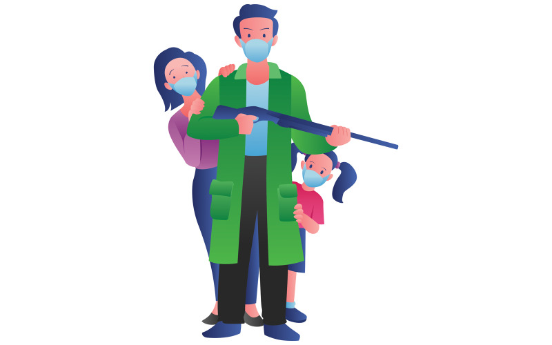 Download Иллюстрация "Survivalists on White - Illustration" / Survivalists on White - Illustration - Иллюстрация на тему графика survivalism,survivalist,prepper,survive,preparation,gun,shotgun,firearm,ammo,ammunition,protection,protector,defender,defense,emergency,crisis,catastrophe