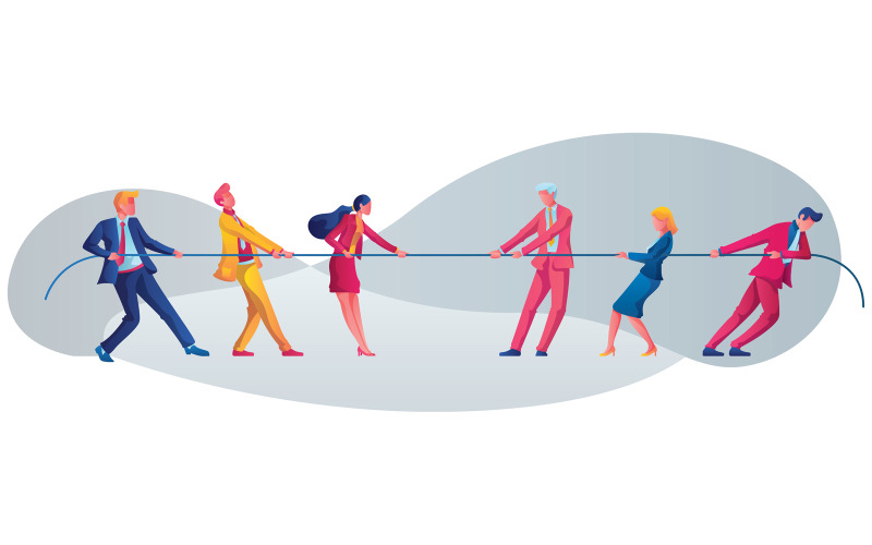 Download Иллюстрация "Tug of War - Illustration" / Tug of War - Illustration - Иллюстрация на тему графика tug of war,tug war,rope war,rope pulling,tugging war,rope,pulling,pull,team,game,sport,teamwork,vector,concept,competition,business,political,party,conflict