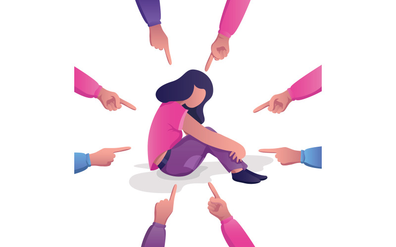 Download Иллюстрация "Woman in Depression - Illustration" / Woman in Depression - Illustration - Иллюстрация на тему графика guilt,guilty,depression,depressed,sadness,concept,sad,unhappy,blame,blaming,victim,shame,shaming,ashamed,abuse,humiliation,disgrace,accusation,frustration