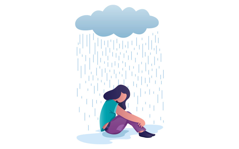 Download Иллюстрация "Woman in Depression - Illustration" / Woman in Depression - Illustration - Иллюстрация на тему графика depression,sadness,concept,sad,blue,frustration,emotion,mood,depressed,miserable,despair,worry,worried,grief,guilt,sullen,low,anxiety,disappointment,emotional