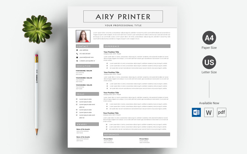 Airy Yazıcı - CV Özgeçmiş Şablonu