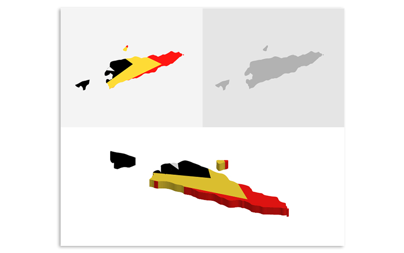 3D en platte Oost-Timor kaart - vector afbeelding