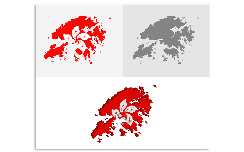 3D i płaska Mapa Hongkongu - grafika wektorowa