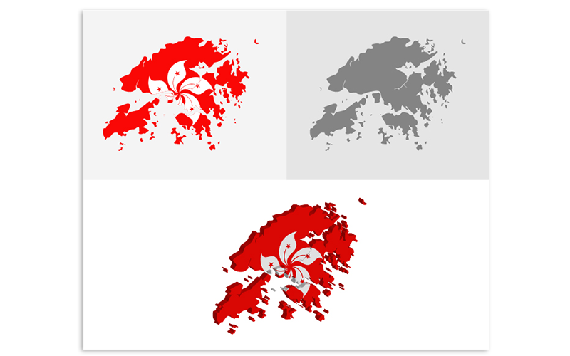 3D і плоскі Гонконг карта - векторні зображення