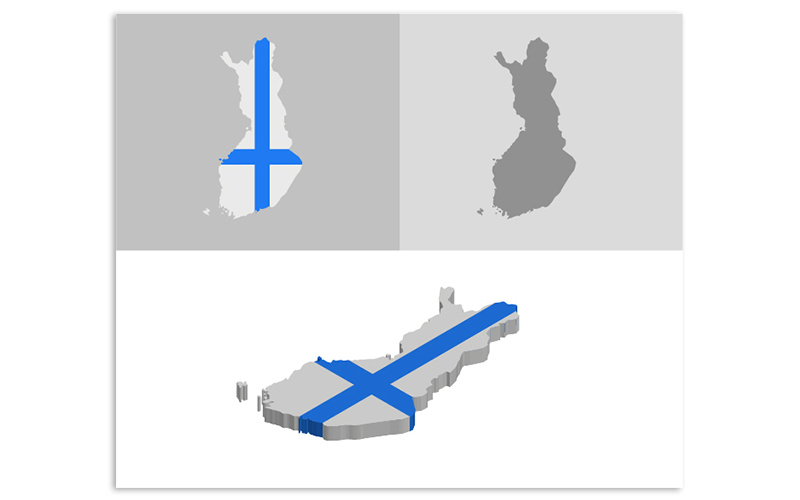 3D och platt Finland-karta - vektorbild