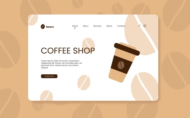 Diseño de página de destino de cafetería - Imagen vectorial