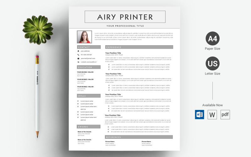 Impressora Airy - Modelo de currículo