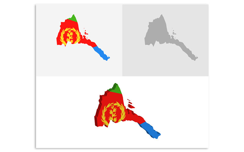 Mapa 3D e plano da Eritreia - imagem vetorial